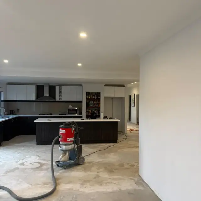 Subfloor vacuumed and prepped in a Butler home before the new floor is laid