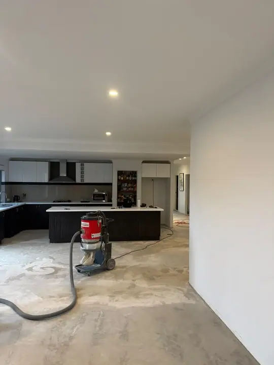Subfloor vacuumed and prepped in a Butler home before the new floor is laid